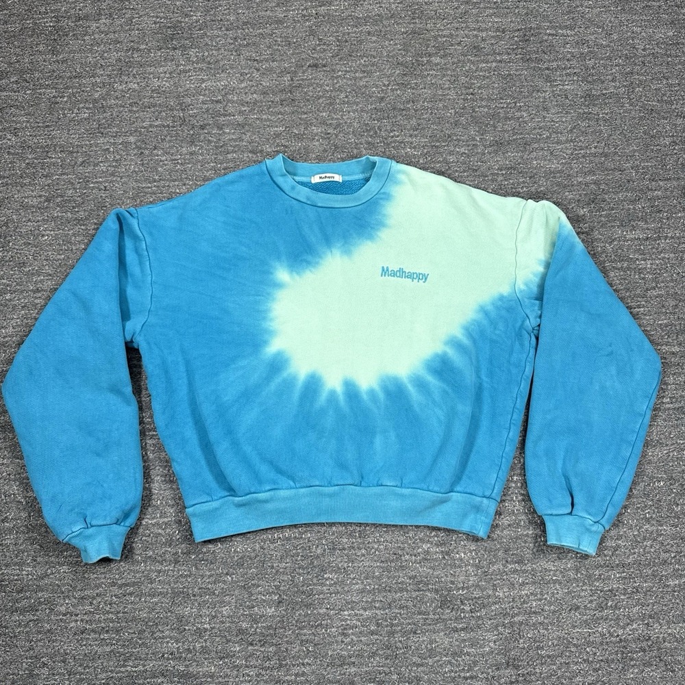 Madhappy Sunburst Heritage Tie Dye Crewneck Sweatshirt XS Pullover Blue Made USA